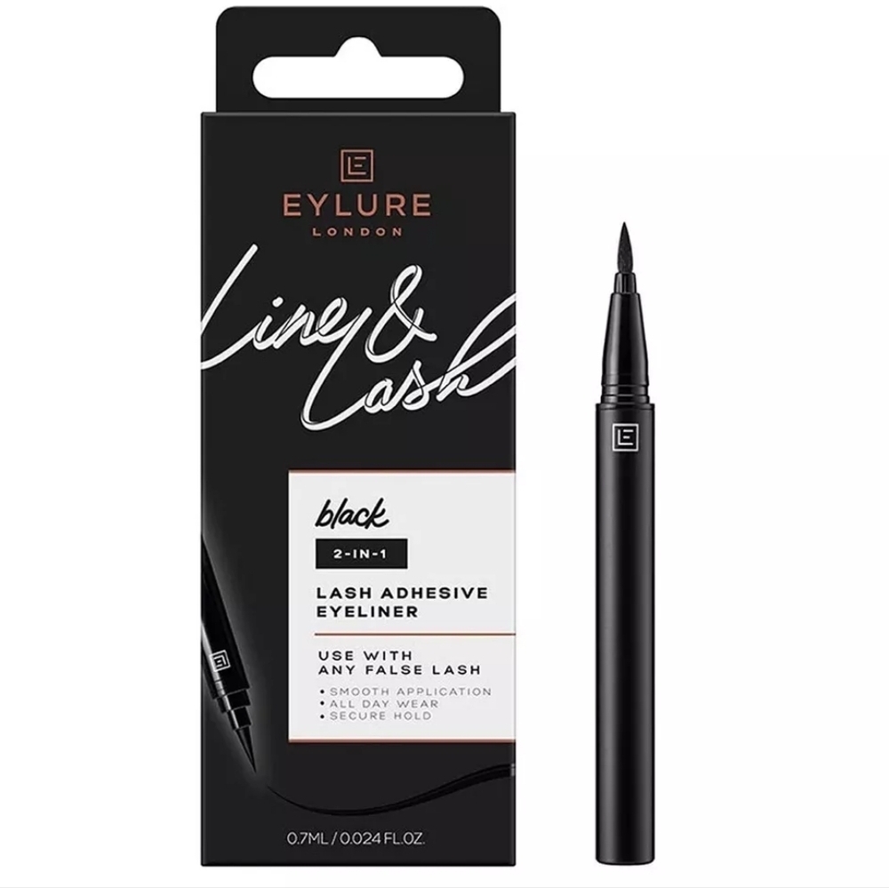 EYLURE LINE & LASH BLACK 2-IN-1 FELT TIP LASH ADHESIVE PEN 0.7ML/0.024 FL OZ